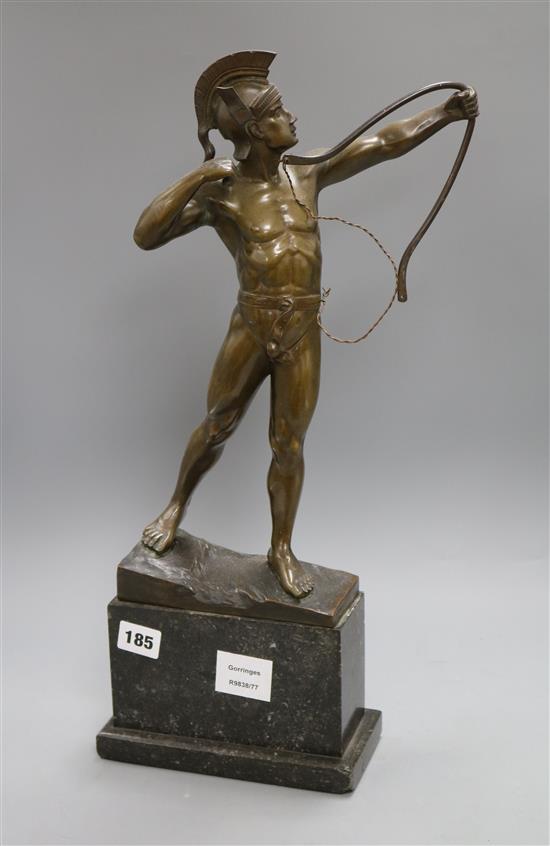 A 19th century bronze archer, on stand, height 50cm